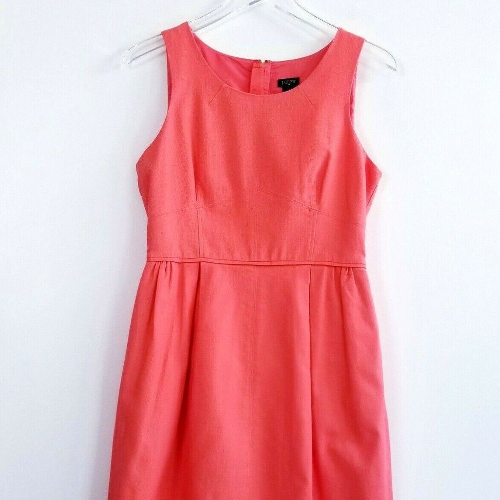 J. Crew Size 14 Orange Textured Cotton Dress Basketweave Salmon